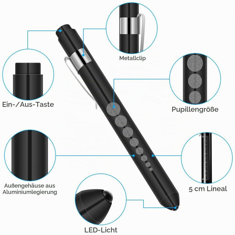 Light Pupil Light, flintronic Diagnostic Light, Pupil Light, Medical Penlight, Reusable Diagnostic LED Pen Torch, Torch Light Pen with Pocket Clip for Doctors, Pack of 5 | Medical Penlight, Reusable Diagnostic LED Pen Torch, Torch Light Pen with Pocket...