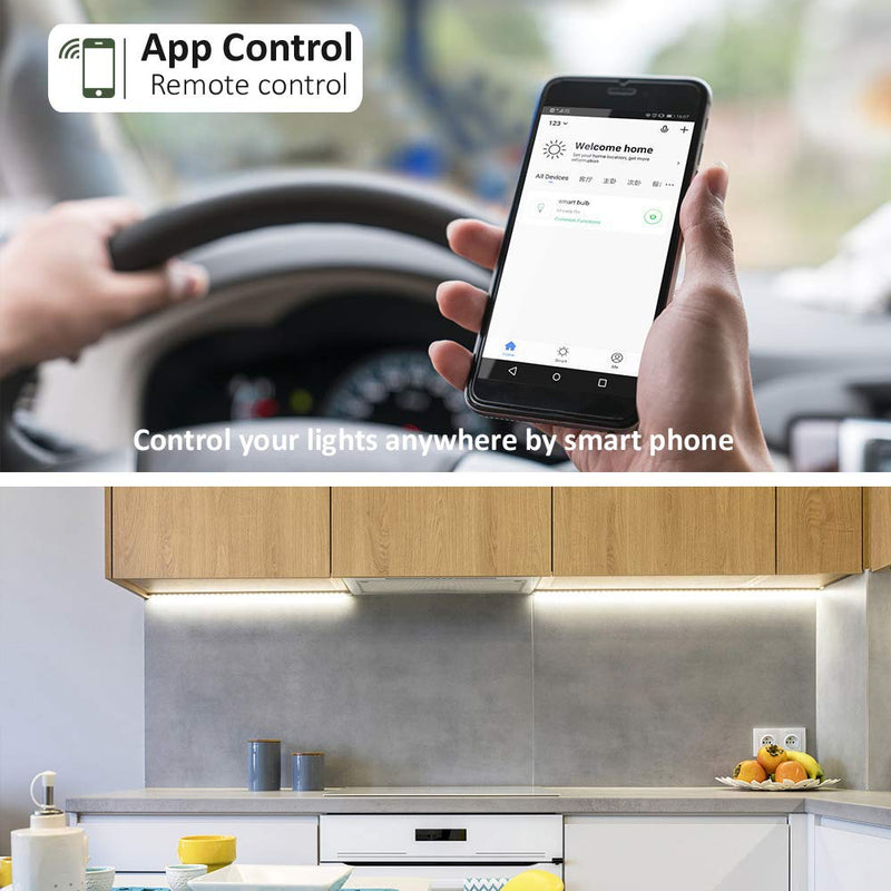 Smart Under Cabinet Lights Work with Alexa, Google,Siri, LED Light for Kitchen Shelf Counter Lighting with App, Voice Activated Dimmable and Linkable Warm to Cool White (3 Lights Bar Kit) 3 Lights Bar Kit