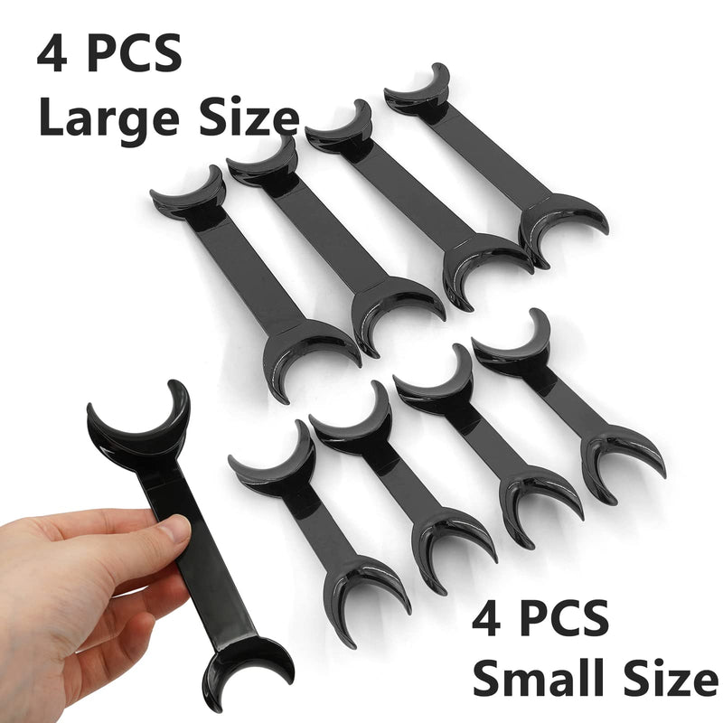 [Australia - AusPower] - 8 Pack Black T-Shape Cheek Retractor, 4 Large Size+4 Small Size Double Head Mouth Opener Retractors for Teeth Whitening, Dental Lip Open Holder Mouth Widener Orthodontic Oral Care Tool 
