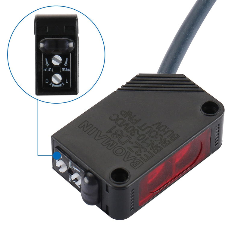 [Australia - AusPower] - Baomain Diffuse Reflection Photoelectric Sensor Switch E3Z-D81, PNP Output, 30-100mm, DC 10-30V, 200mA, Work for Machine Tools Metallurgy, Chemicals, Automatic Doors 