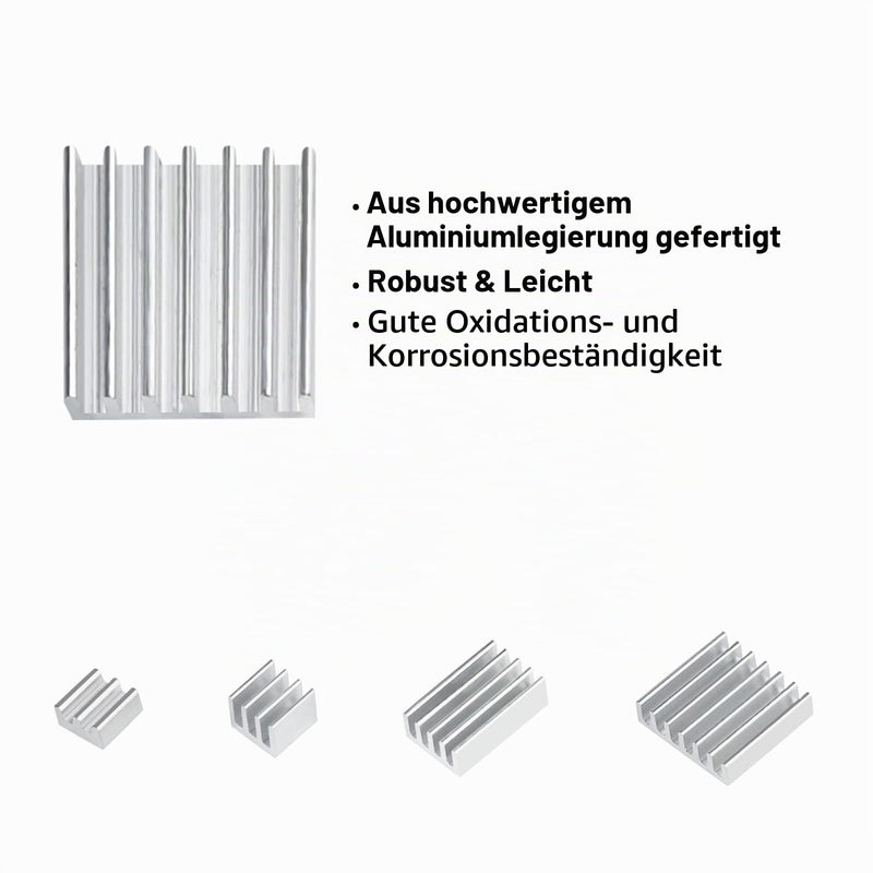 Set of 32 (Set of 8) Heatsinks for Raspberry Pi 4B Aluminum Heatsink Cooler Kit with Heat Conducting Tape 4 Model B Silver