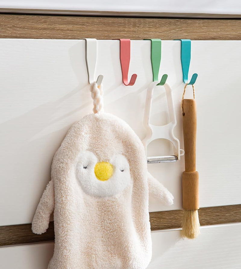 [Australia - AusPower] - Over The Cabinet Door Hooks Door Hanger 4Pack Single Hook (White) White 