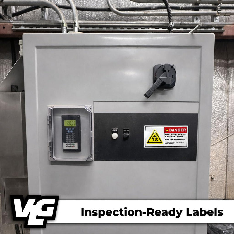 Electrical Panel Safety Labels Kit – Arc Flash Warning, Emergency Disconnect, Lockout Tagout & Qualified Personnel Signs – ANSI-Style Industrial Vinyl Decals – 5 Pack