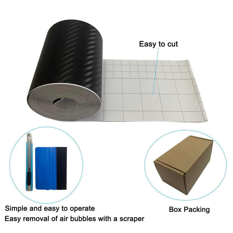 Carbon Fiber Vinyl Tape for Black Out Chrome Delete Window Trim with Tool Kit, Black Vinyl Wrap Tape Roll, Self-Adhesive Car Chrome Door Trim Delete Tape DIY Film (3 inches x 30 feet) 3 inches x 30 feet