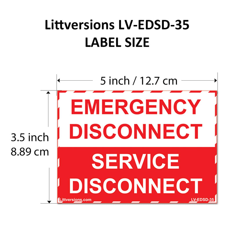 5"x 3.5" NEC Compliant Emergency Disconnect Service Labels Decal Sign Notice Sticker Elerctrical Panel Vinyl Waterproof (5 Pack)