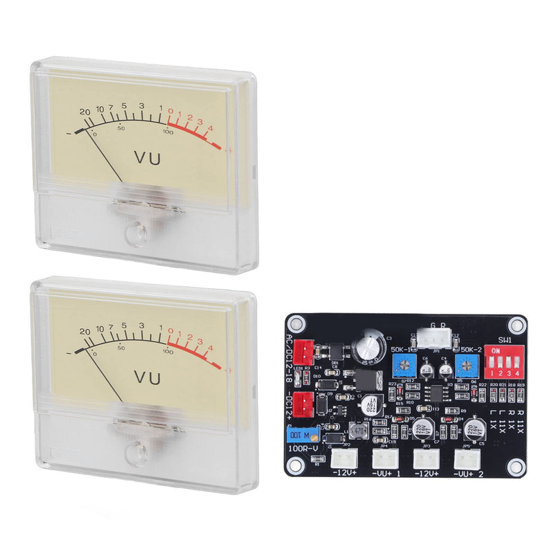 [Australia - AusPower] - Audio VU Meter with Driver Board Kit, Backlit Panel, 500uA Sensitivity, DIY Home Car Sound Level Meter, White, 2-Pack 