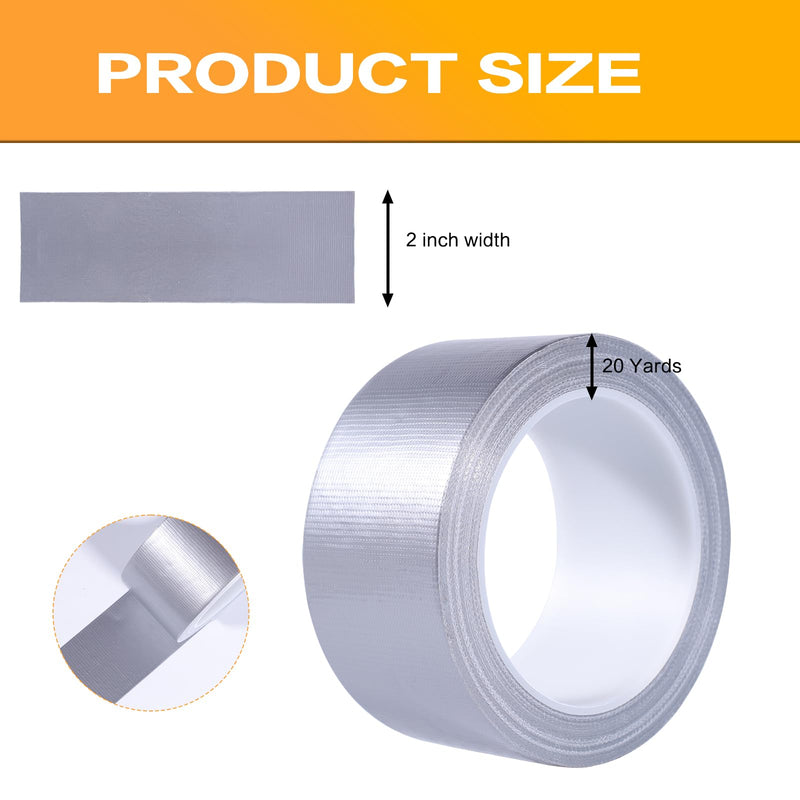 [Australia - AusPower] - Silver Duct Tape Heavy Duty, Waterproof Strong Adhesive Duct Tape for Indoor Outdoor Repairs Packaging Arts Crafts Projects, Tear by Hand 2 Inch x 20 Yards Silver 