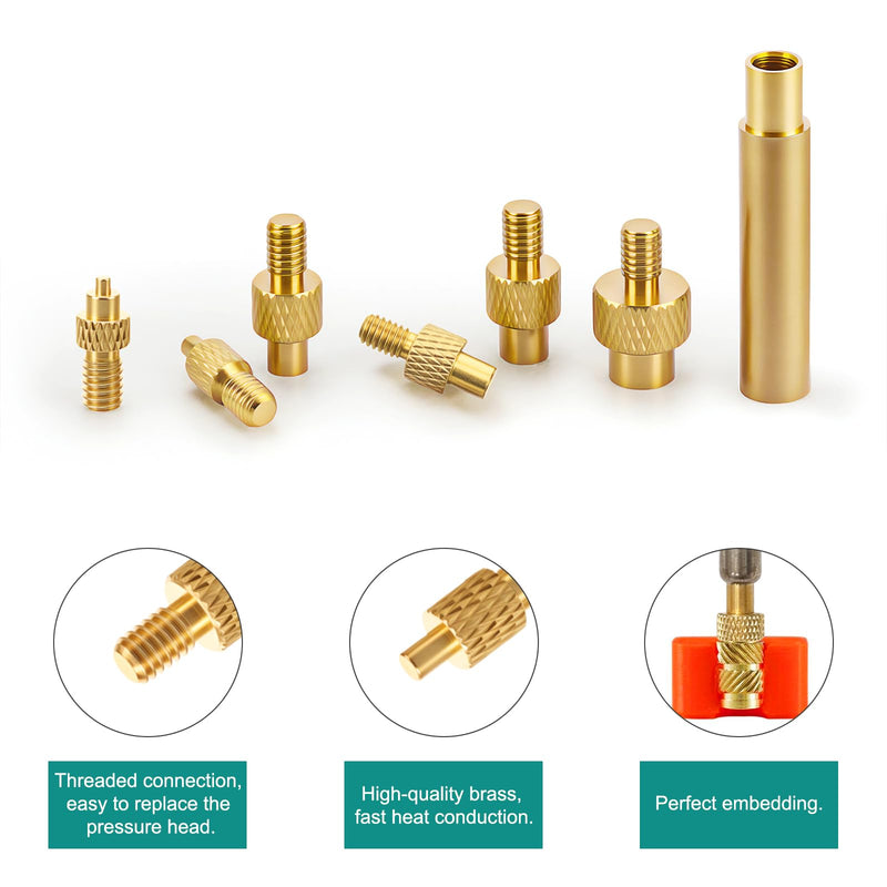 310-Piece Threaded Inserts Soldering Tips Set with 100 W LCD Soldering Iron for 3D Printing | 300 brass melting thread M2 M2.5 M3 M4 M5 M6 M8 with 6 pieces. Soldering Tips & 2 Adapters, Melting Nuts for Plastic Parts