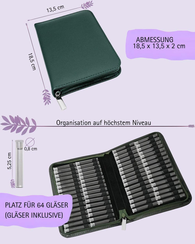 Homeopathy Pocket Pharmacy Classic with 64 Clear Glasses Leather (Green) Leather Green