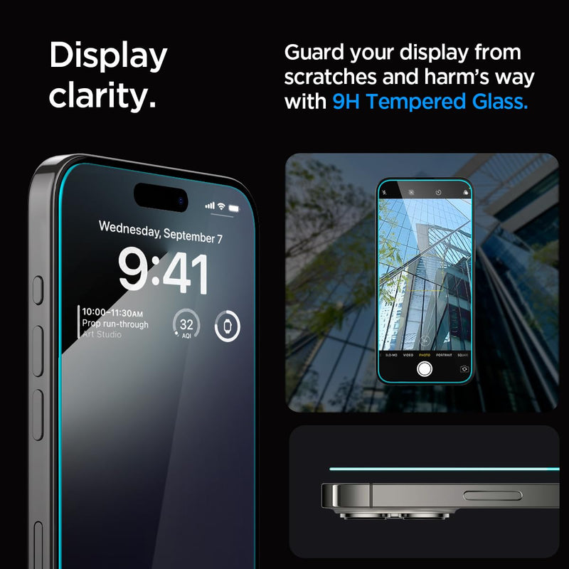 [Australia - AusPower] - Spigen Tempered Glass Screen Protector [GlasTR EZ FIT] designed for iPhone 15 Pro Max [Case Friendly] - 2 Pack 
