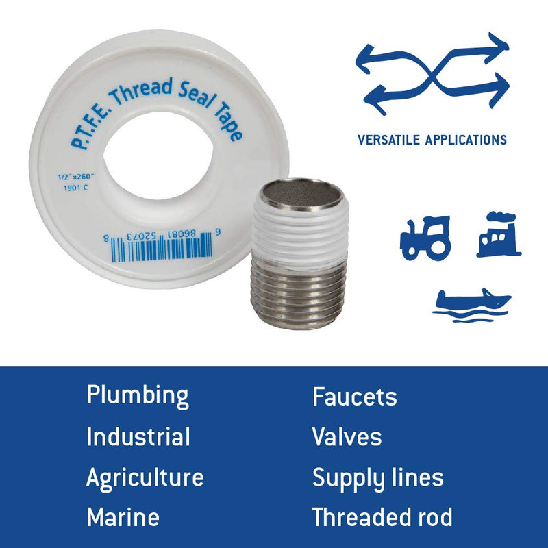 [Australia - AusPower] - Gasoila - 1901C Virgin PTFE Low Density Thread Seal Tape, 260" Length, 1/2" Width 
