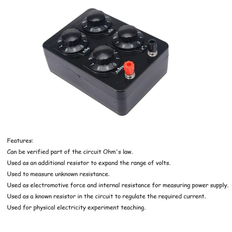 [Australia - AusPower] - 1Pcs 0-9999 Ohm Simple Resistance Box Precision Variable Resistor For Physical Electricity Experiment Teaching 