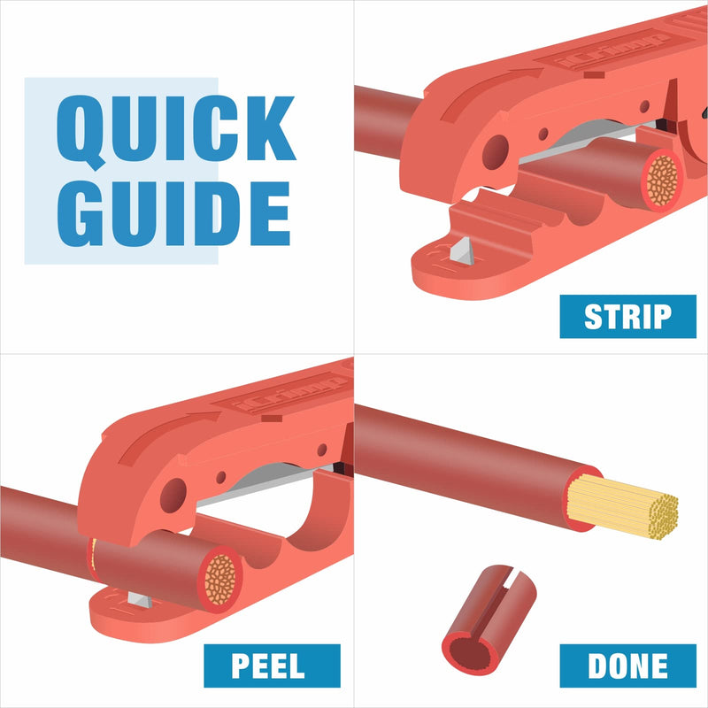 [Australia - AusPower] - iCrimp ICP-240 Cable Stripper for AWG 12 to 4/0 Round Cables, Radial Wire Stripper with 2 Extra Blades 