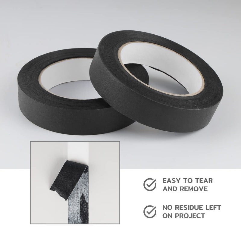 [Australia - AusPower] - Lichamp 2 Pack Black Painters Tape 1 inch, Black Masking Tape 1 inch x 55 Yards x 2 Rolls (110 Total Yards) 