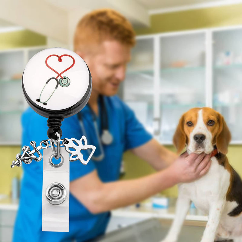 [Australia - AusPower] - FEELMEM Veterinarian Gift Medical Stethoscope Retractable Badge Holder Reel Clip Veterinary Student Gift 