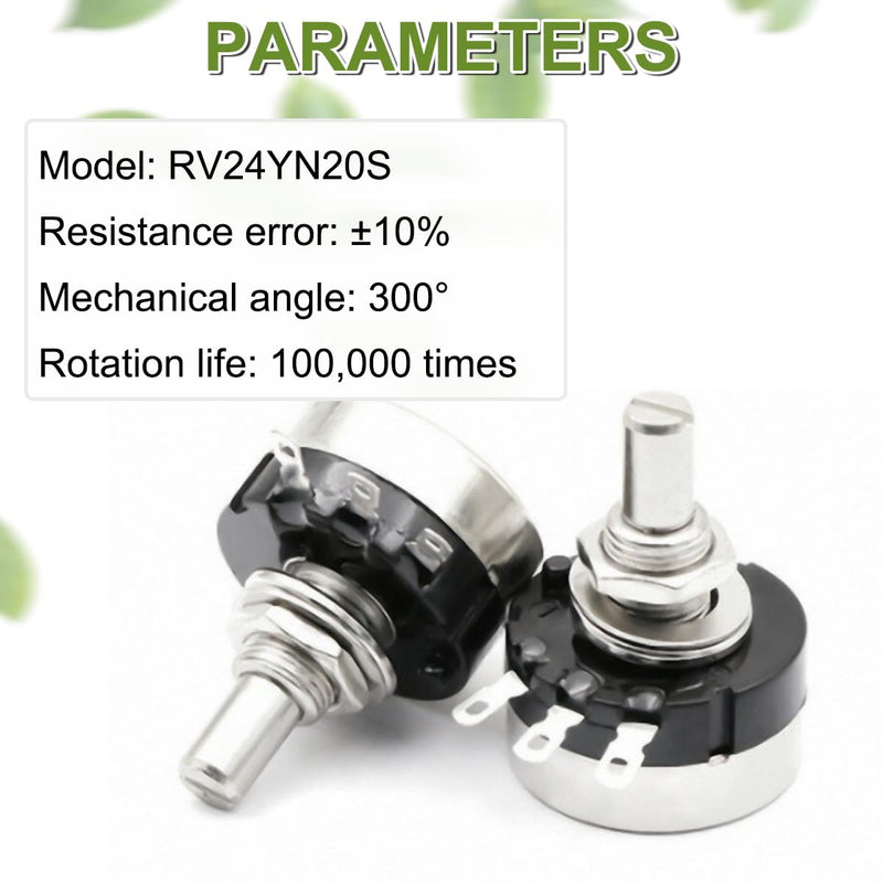 [Australia - AusPower] - DAOKAI RV24YN20S B103 10K ohm Potentiometer Single Turn Carbon Film Rotary Potentiometer - 2 Pack with Knobs, Accurate Measurement, for Speed Control of the Inverter 