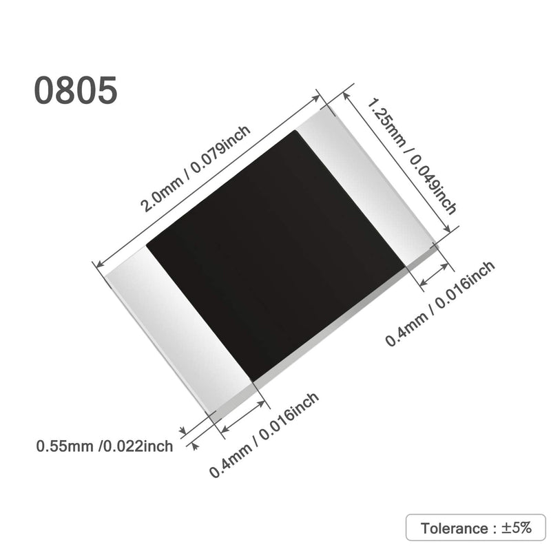 Chanzon 1200pcs 0805 SMD Resistor Kit 0-10M ? ohm 60 Values (Each Value 20pcs) 1/8W 0.125W ±1% Tolerance Thick Film 0-10MR SMT Chip Resistors Rohs Certificated