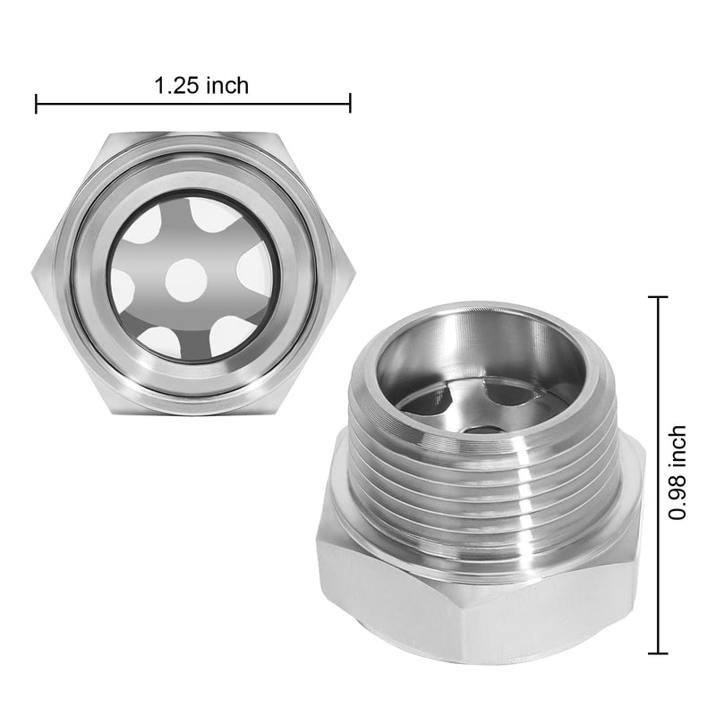 [Australia - AusPower] - 3/4" NPT Male 304 Stainless Steel Oil Sight Glass Hex Head Sight Plug Liquid Level Gauge Oil Indicator Sight Window for Air Compressor Gearbox Fittings Hydraulic Tank (2pcs 3/4" NPT Stainless Steel) 