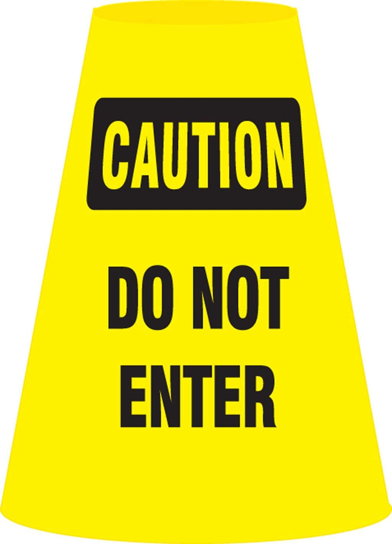 Accuform Signs FBC911P Vinyl Traffic Cone Cuff Sleeve, Legend "Caution DO NOT Enter", Black on Yellow (Pack of 6)