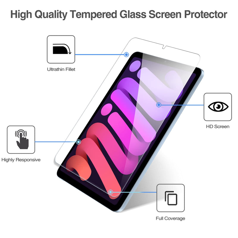 [Australia - AusPower] - 2 Pack Screen Protector for iPad Mini 6 8.3" 2021, Tempered Glass Film Guard for iPad Mini 6th A2567 A2568 A2570 -Clear 2 Pack 