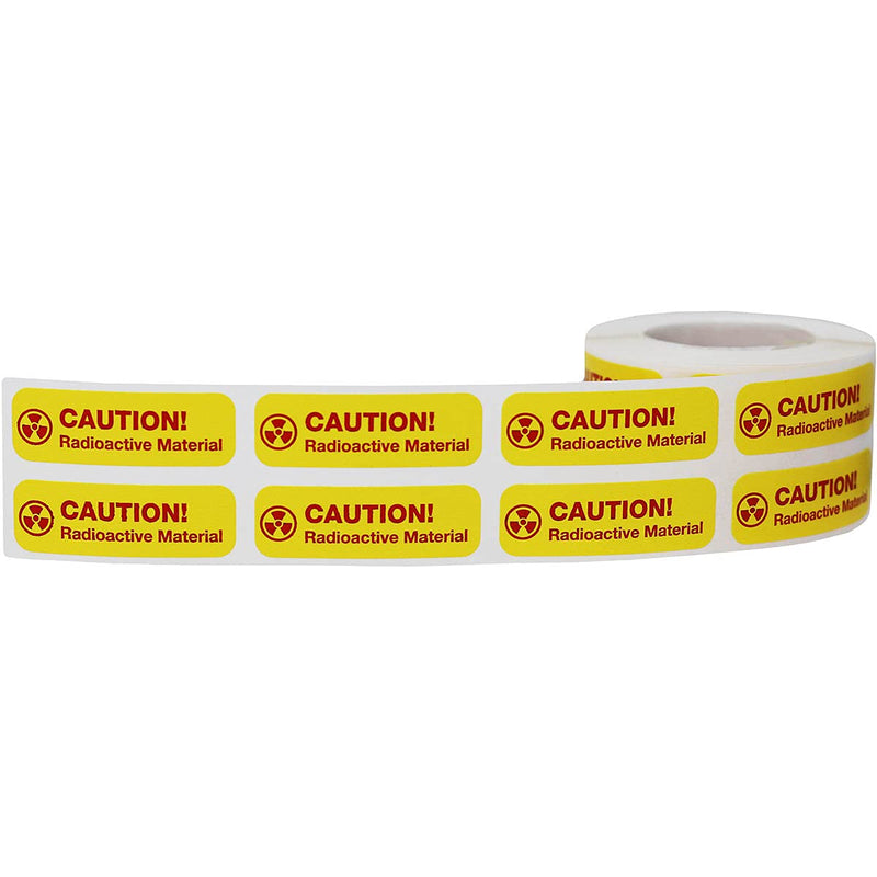 Caution Radioactive Material Medical Healthcare Labels, 0.5 x 1.5 Inch Rectangle, 500 Total per Roll