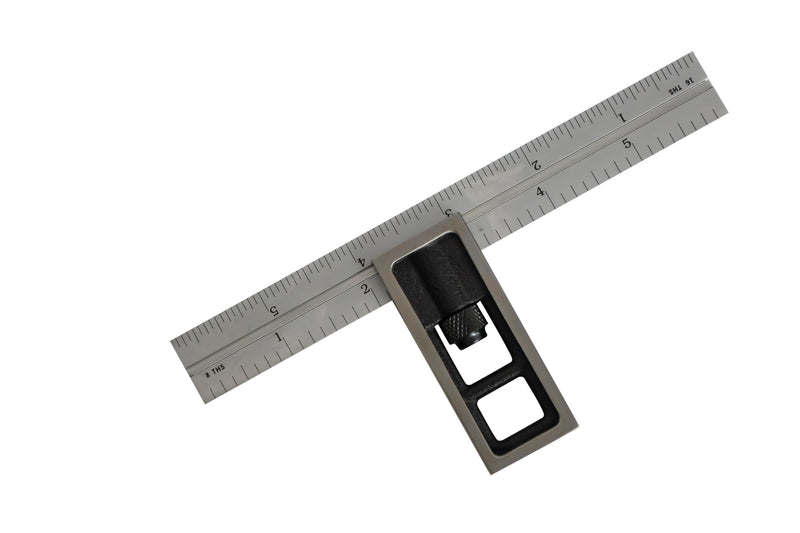 [Australia - AusPower] - Precision Double Square for Metal Working and Fabrication, Carpentry, Woodworking and Machine Setup,4R Blade (8ths, 16ths, 32nds, 64ths), Hardened, Chrome Stainless Steel Blade, Made in US 6 inch 