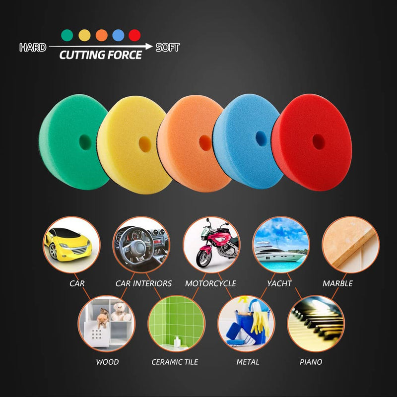 [Australia - AusPower] - SPTA 29pcs Drill Buffing Pad Detail Polishing Pad Mix Size Kit with 5/8-11 Thread Backing pad & Adapters for Car Sanding, Polishing, Waxing (32Pcs Mini Detail Polishing Sets) 32pcs 