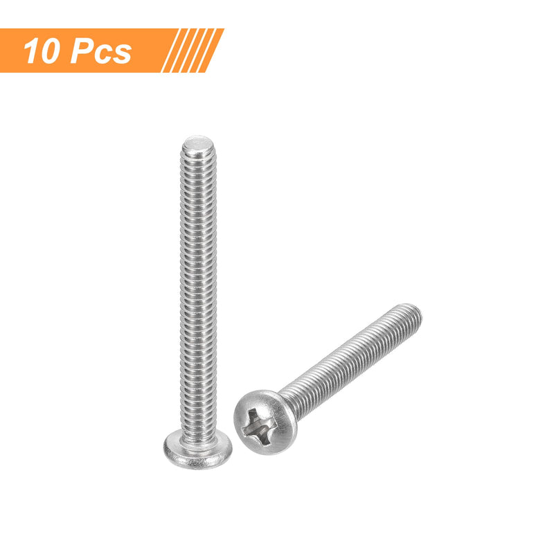 [Australia - AusPower] - uxcell #8-32x2-1/4" Pan Head Machine Screws, 304 Stainless Steel 18-8 Screw, Phillips Drive, Fully Threaded, Bright Finish, Pack of 10 #8-32x2-1/4" 