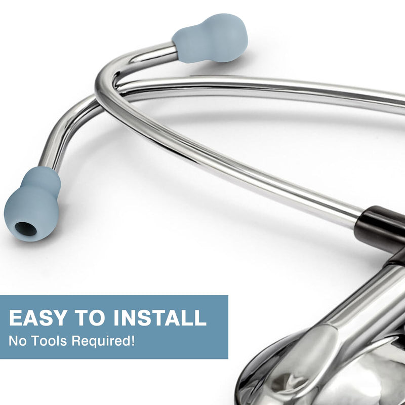 [Australia - AusPower] - Silicone Stethoscope Ear Tips, Gray, 10 Pcs, Universal Replacement Earpieces, 0.79×0.51 Inch 