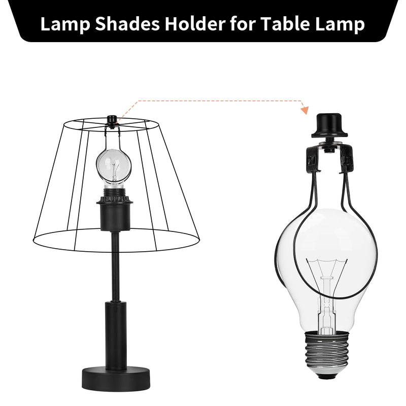 [Australia - AusPower] - 2 Pack Round Lamp Shade Light Bulb Clip Adapter, ALUCSET Lampshade Holder Clip on with Lamp Shade Attaching Finial Top Bracket Holder Support Fitter Parts Converter (Set of 2, Black) 