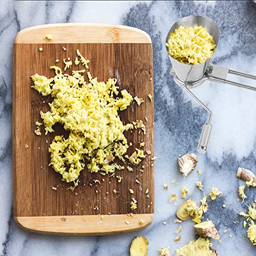 BORDSTRACT Manual Garlic Chopper, Stainless Steel Kitchen Spice Mill, Manual Garlic and Parsley, Portable Crusher, For Garlic, Cilantro, Onion