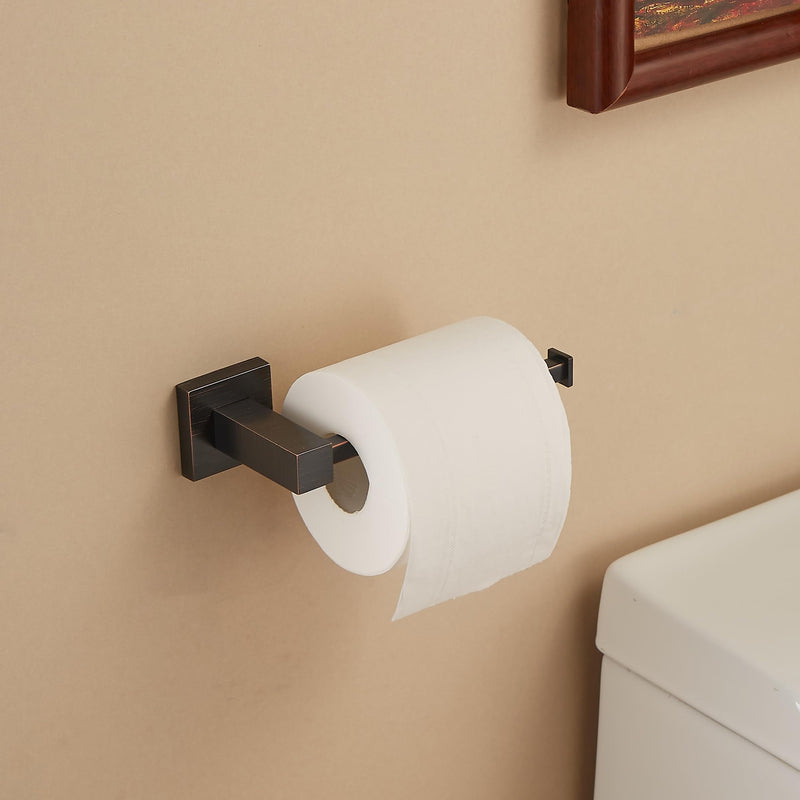 BigBig Home ORB Bathroom Toilet Paper Holder, Toilet Tissue Roll Holders Wall Mounted for Bathroom & Kitchen, Modern Square Style Bronze Style B