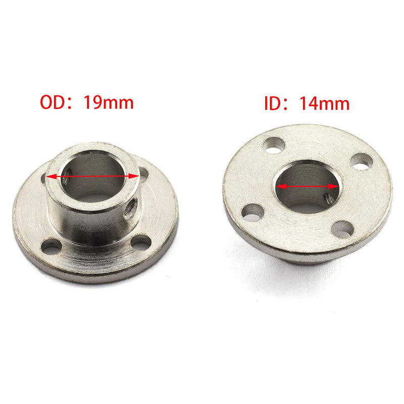 [Australia - AusPower] - 2pcs 14mm Flange Shaft Coupling High Hardness Metal Flanged Joint Guide Shaft Support Coupler for DIY Model Shaft Connection 