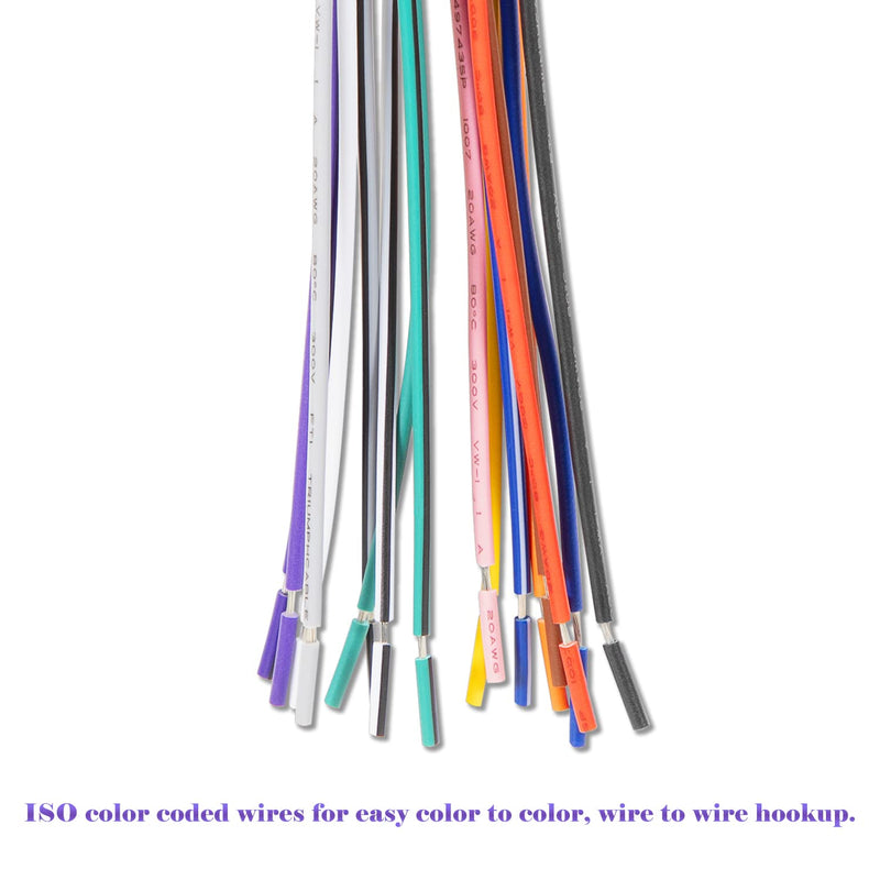 [Australia - AusPower] - 16 Pin ISO Radio Wire Harness Adapter (Pair, Male & Female) Fits for Peterbilt Freightliner Semi Truck International Volvo Sterling Mack Kenworth Stereo 