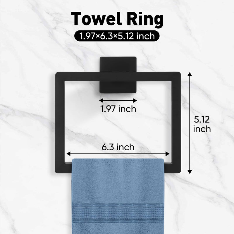 BlumWay 5-Pieces Matte Black Bathroom Accessories Set, 16 Inch Bathroom Hardware Set, SUS304 Stainless Steel Bath Towel Bar, Toilet Paper Holder,Towel Racks for Bathroom Wall Mounted 5 Pcs 16 Inch
