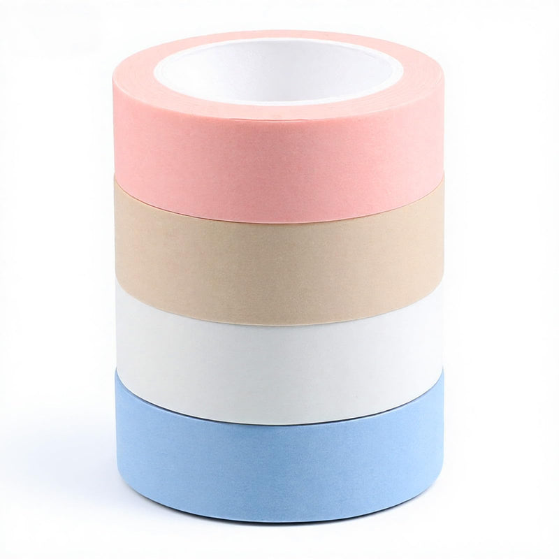 4 Rolls White Pink Washi Tape Blue Decorative Tape Solid Washi Tapes 0.6" x 32ft/Roll Self-Adhesive Decorative Tapes Beige Sticky Masking Tapee for Journals Scrapbooks Planner DIY Caft Gift