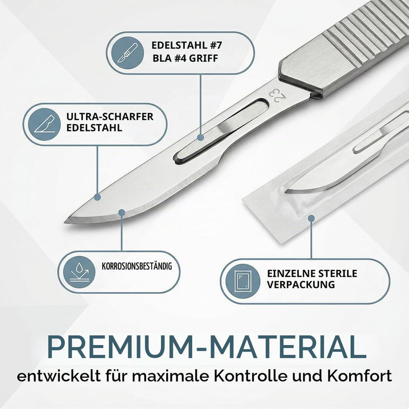 10 x Sterile Disposable Scalpel Blades with 1 x Scalpel Handle, Suitable for Cutting, Pedicure, Craft, Modeling, Cutting Materials and Leather (No. 23)