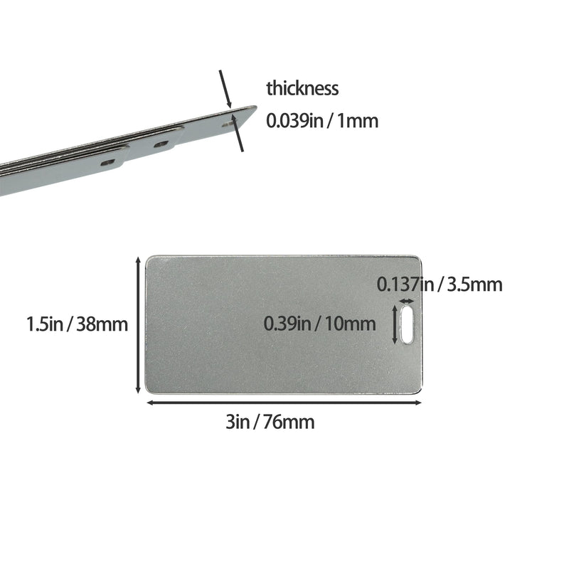 25 Pack Metal Engraving Blanks Stamping Blanks Stainless Steel Rectangle Blank Tags 1.5x3 Inches