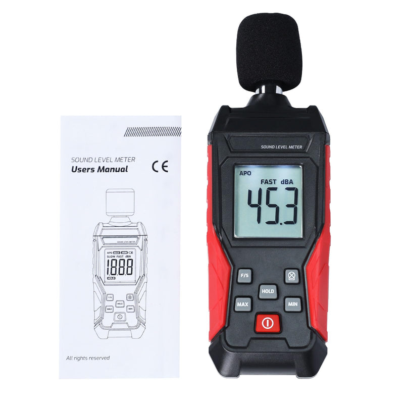 [Australia - AusPower] - Noise Decibel Meter Portable Sound Level Meter SPL Meter 30 to 130dBA Range Sound Meter Noise Decibel Reader with Backlight LCD Displays Decibel MAX MIN Data Hold Alarm for Home, Office, Factory 