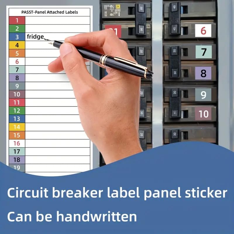 Electrical Panel Labels, Breaker Label Set with Marking Panels 1-10, N, T, R, S, Waterproof Circuit Breaker Stickers for Distribution Boxes