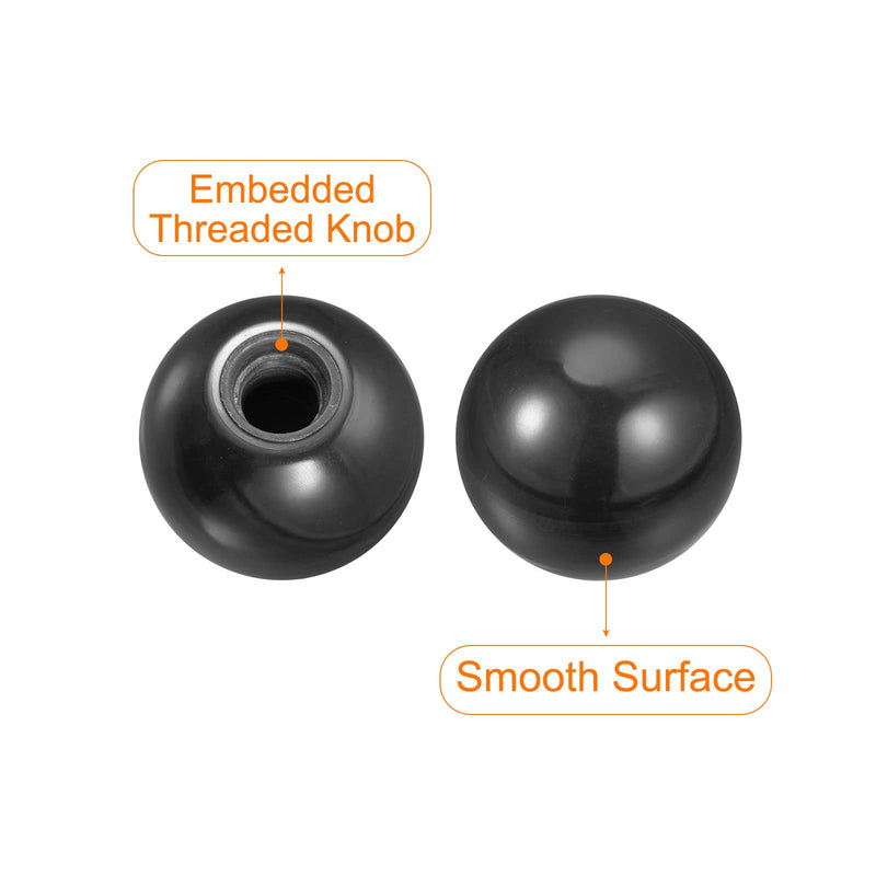 [Australia - AusPower] - uxcell 6Pcs Threaded Ball Knobs, M12 Female Thread Thermoset Ball Knob 1.57'' Dia Black Round Operation Ball Handles Embedded Threaded Knob for Machine Handle Tool Replacement M12x1.57'' 