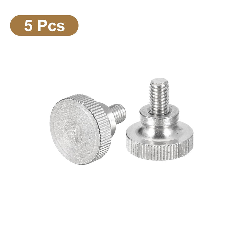 [Australia - AusPower] - uxcell M6x10mm Knurled Thumb Screws, 5pcs 304 Stainless Steel Flat Knurled Head Thumb Screws Bolts with Shoulder Grip Knobs Fasteners 