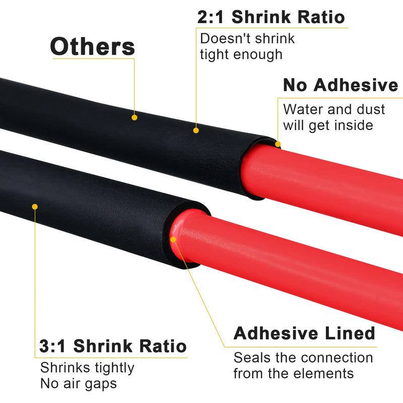 [Australia - AusPower] - TKDMR 340 PCS Heat Shrink Tubing Kit - 3.1" 4.53" Length,3:1 Ratio Adhesive Lined, Marine Grade Shrink Wrap - Industrial Heat-Shrink Tubing - Black 3.1" 4.53" Length, 340 Pcs, 3:1 Ratio 