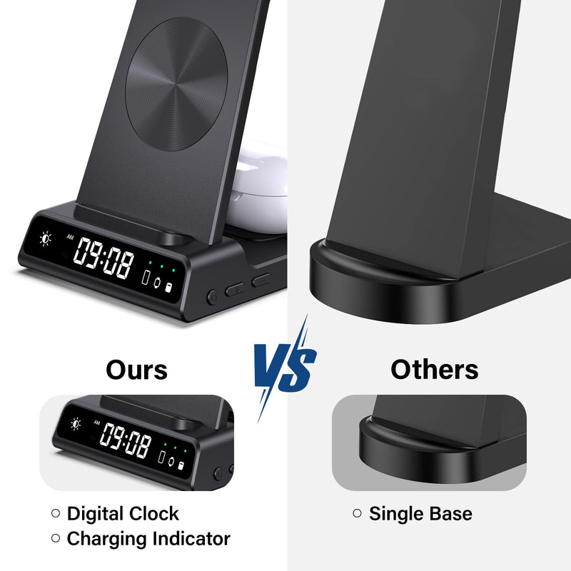 [Australia - AusPower] - Wireless Charger for Samsung, 3 in 1 Wireless Charging Station for Samsung Galaxy S24 Ultra/S23 Ultra/S22/S21/Note 20/Z Flip 5/Fold 5, Charger for Samsung Galaxy Watch 6/5/4, Galaxy Buds 2/Pro/+ Black 