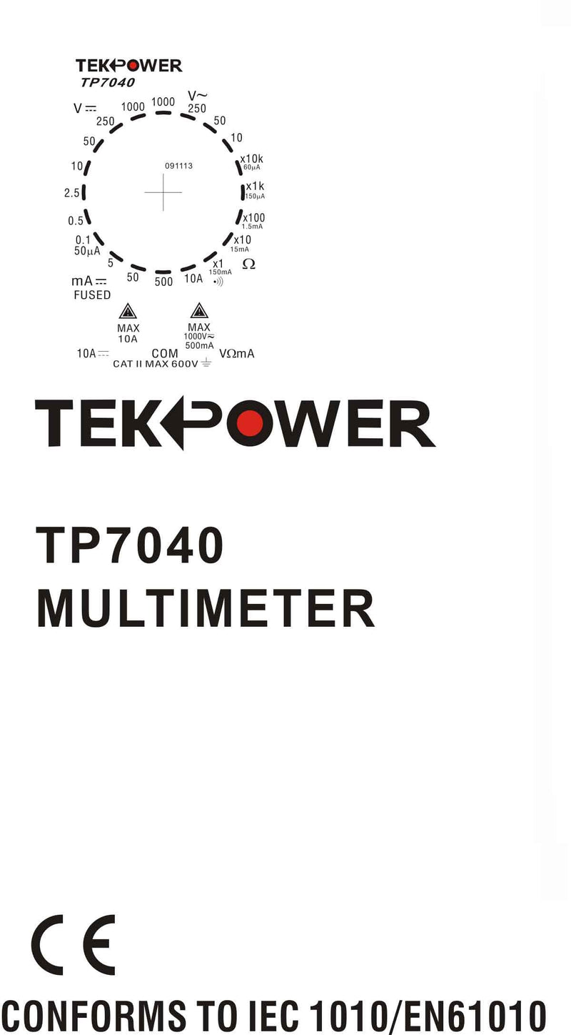 [Australia - AusPower] - Tekpower TP7040 20-Range AC/DC Analog Multimeter General Purpose with High Accuracy and Well Built Details, Strong Needle 