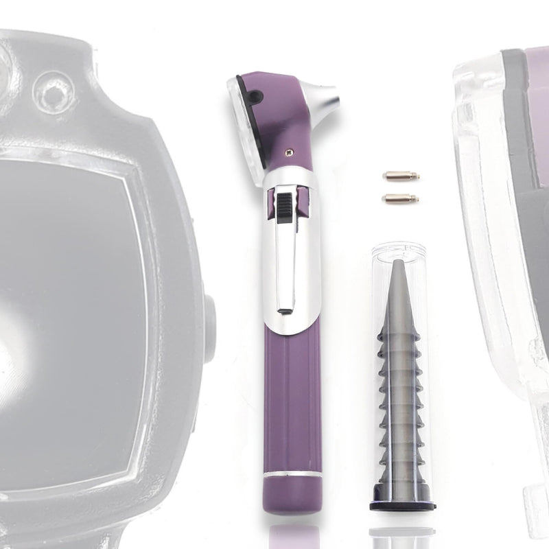 [Australia - AusPower] - Radiance Otoscope with Light German Fiber Optic - Ear Scope with LED Light and Speculum for Ear Examination and Diagnosis - Ideal for Professional and Home Use - Purple Color 
