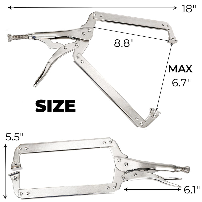 [Australia - AusPower] - Hiceeden 3 Pcs 18 Inch Deep C Clamp with Swivel Pads, Heavy Duty Welding Clamps Welding Pliers, Adjustable Locking Pliers for Woodworking, Electrician Maintenance, Welding 
