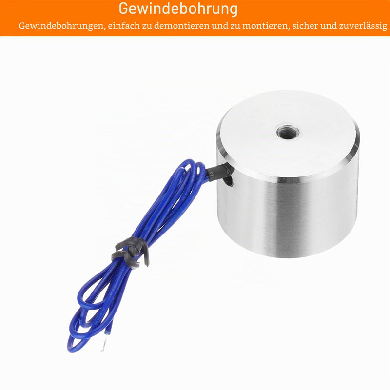QUARKZMAN Round Solenoid Electromagnet DC 12V 150N 33LB/15kg | Electric Lifting Solenoid for Automation Equipment