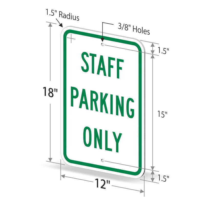 SmartSign - K-2615-EG-12x18-D2 "Staff Parking Only" Sign | 12" x 18" 3M Engineer Grade Reflective Aluminum Green on White EG Reflective