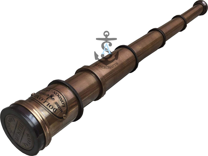 S Handicrafts Brass Antique Nautical Spyglass Pirate Vintage Maritime Handheld 16' Royal Navy Telescope Replica, Antique Gift Ideas